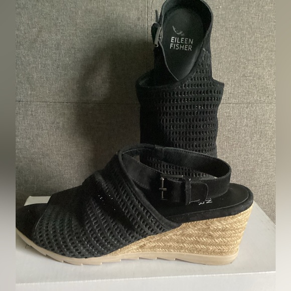 ⚜️ EILEEN FISHER Aura Sling Back Espadrilles Wedges EUC - Picture 4 of 8